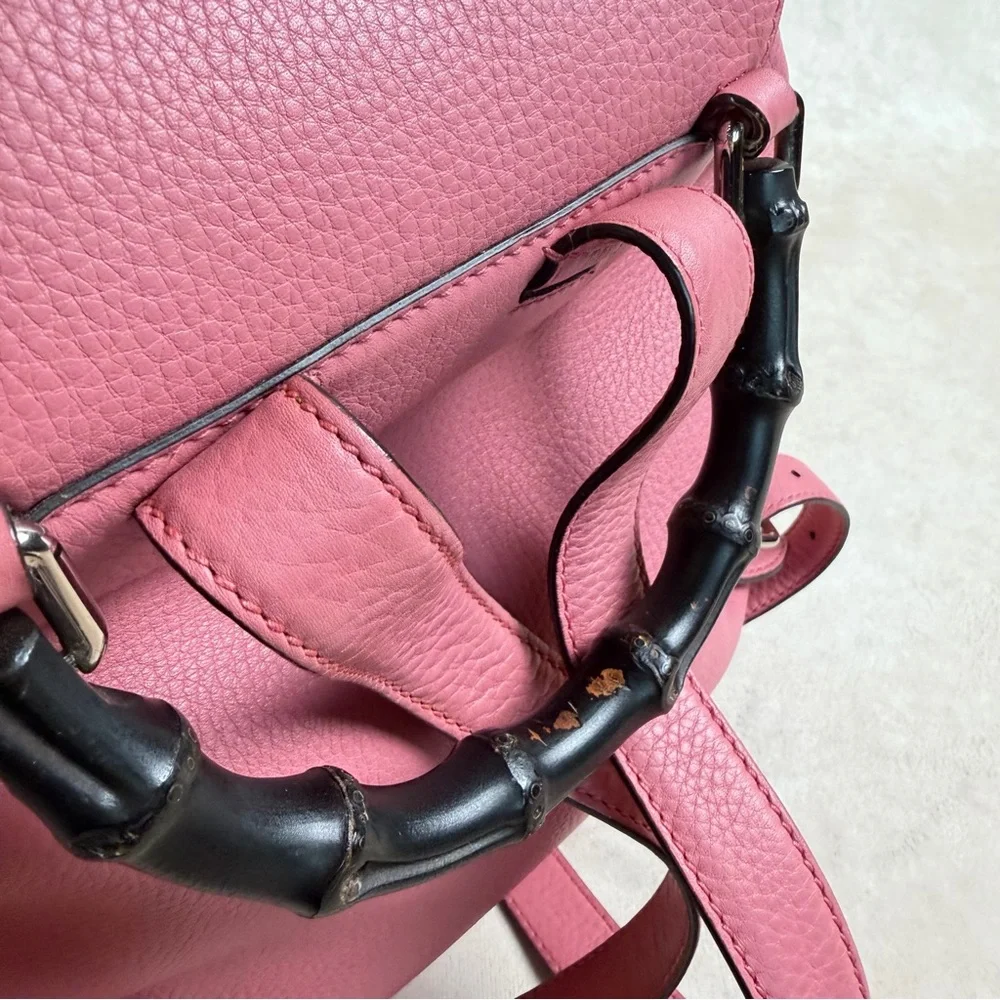 Gucci Pink Leather Bamboo Tassel Backpack | Authentic | Made in Italy - Picture 9 of 17